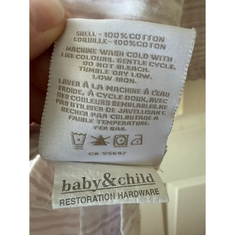 Restoration Hardware Baby & Child Gauze Cotton Baby Blanket White Pink Stripe